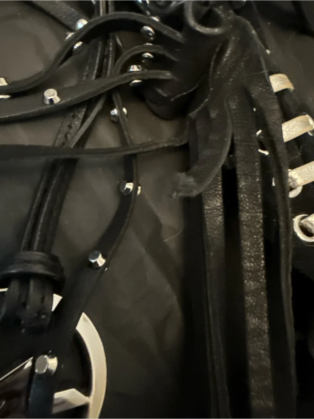 Michael Kors Black Suede Hobo with Silver Eyelet Trim and Fringe